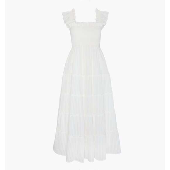 Hill House Home The Ellie Maxi Nap Dress - White Tonal Seersucker Size XSWhite T - Picture 1 of 3